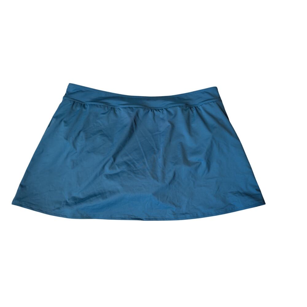 Lands' End Women's Teal Blue Swim Skirt Size 18 Solid Bikini Skort Bottoms